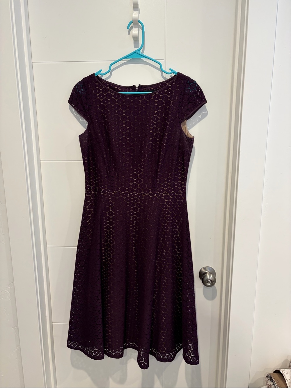 Women’s Lace A-Line Dress in Deep Plum